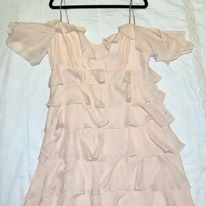 Rachel Zoe Blush Ruffle Midi Dress